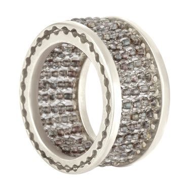 Anillo Telarar Plata Liso Gris Gaspeado